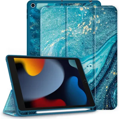 Immagine prodotto di Custodia protettiva per iPad da 10,2 pollici, modelli 9ª, 8ª e 7ª generazione, con supporto per Apple Pencil e funzione stand, realizzata in TPU, colore sabbia