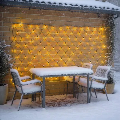 Produktbild von esotec Solar Lichternetz mit 144 warmweißen LEDs Lichtvorhang Lichternetz 102190