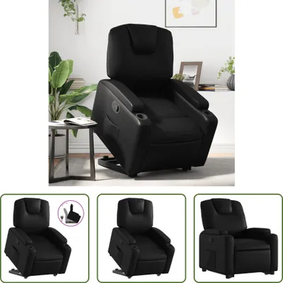 Produktbild von The Living Store Relaxsessel mit Aufstehhilfe Schwarz Kunstleder
