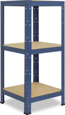 Image de shelfplaza HOME 90x50x50 cm Étagère charges lourde en bleu avec 3 étagères et une capacité de charge de 175 kg par étagère
