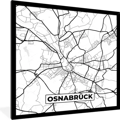 Produktbild von MuchoWow® Gerahmtes Poster Karte - Osnabrück - Karte - Stadtplan 40x40 cm - Poster mit Schwarzem Bilderrahmen Wandposter Rahmen Foto Bilder - Mit Rahmen - Wanddekoration Schlafzimmer