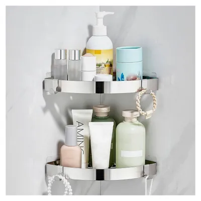 Produktbild von Duschablage ohne Bohren, Duschregal aus Edelstahl, Eckregal für das Bad, Bad Organizer, Badezimmer Regal für die Dusche, 2 Stück, Silber