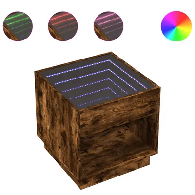 Produktbild von Nachttisch mit Infinity-LED Räuchereiche 50x50x50 cm