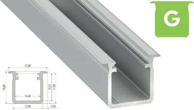 Produktbild von LED Aluminium Profil PD-G 1 Meter Aluprofil Leiste 17 x 18mm Silber eloxiert für 12mm LED Streifen klare Abdeckung inkl. Endkappen