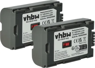Produktbild von vhbw 2x Akku Ersatz für Panasonic CGR-D14, CGR-D110, CGR-D120, CGR-D08A, CGP-D320E/1B, CGR-D08 für Videokamera Camcorder (900 mAh, 7,2 V, Li-Ion)