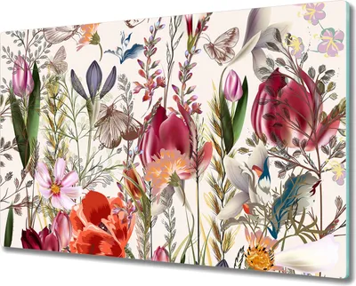 Produktbild von Glas-Herdabdeckplatte Glaskeramikkochfeld-Abdeckung Spritzschutz - 80x52 cm - Bunte Wiese Blumen