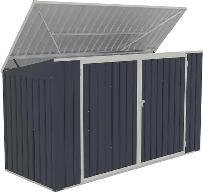 Produktbild von 3er Mülltonnenbox aus verzinktem Stahl - Anthrazitgrau - 237 x 101 x 131 cm - ILARIO
