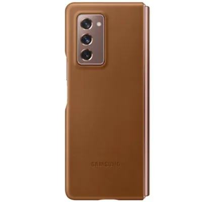 Produktbild von Samsung Galaxy Z Fold2 Hülle - Echtleder - Samsung Backcover - Braun