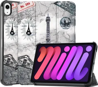 Produktbild von iPad Mini 7 (2024) / iPad Mini 6 (2021) Hülle - Tri-Fold Ständer Klapphülle mit Schlaf/Wach-Funktion - Eiffelturm