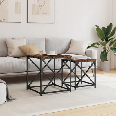 Produktbild von "Winter Sale" Couchtische - Braun Satztische 2er-set Räuchereiche Holzwerkstoff DE8263887