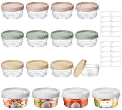 Produktbild von PromoHome® 16-teiliges Set runde Aufbewahrungsdosen mit Deckeln, 300ml - Luftdicht, stapelbar und spülmaschinenfest