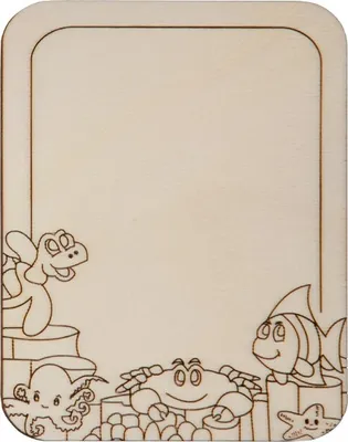 Produktbild von Fensterbild: Brettchen mit Meerestieren: Schildkröte, Fisch, Krebs, Seestern, Kraken