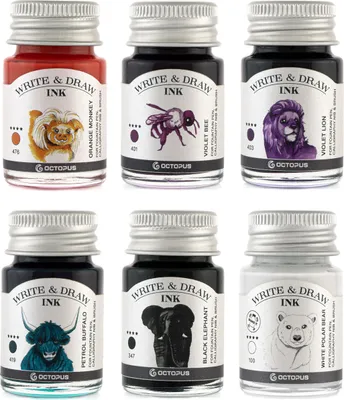 Produktbild von Write and Draw Ink Set BASIC MIX, Schreib- und Zeichentusche, 6 x 10 ml