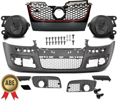 Produktbild von Stoßstange vorne + Montageschrauben + Nebel Schwarz für VW Golf 5 GTI Umbau +ABE