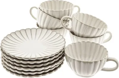 Obrázok produktu pre Súprava šálok Bloomy s podšálkami 220 ml z porcelánu - 12 ks