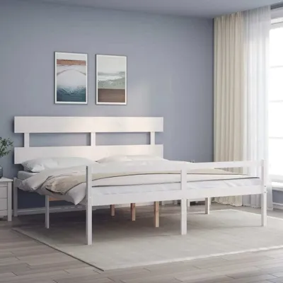 Obrázek produktu pro The Living Store Postel pro seniory s čelem bílá super king size z masivního dřeva