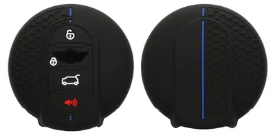 Produktbild von kwmobile Schlüsselhülle für Mini 3-Tasten Smart Key Autoschlüssel Hülle - Autoschlüssel Schlüssel Hülle aus Silikon - Schlüsseletui in Schwarz Blau