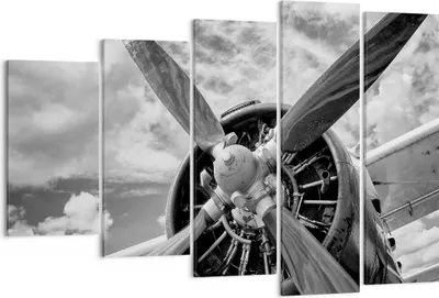 Produktbild von Bild auf Leinwand - Leinwandbild - 5 Teile - Motor Schwarzweiß Propeller - 150x100cm - Wand Bild - Wanddeko - Wandbilder - Leinwanddruck - Bilder - Wanddekoration - Leinwand bilder - EG150x100-4289