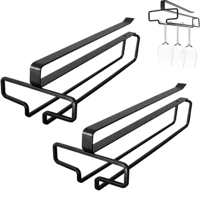 Wijnglashalter 2er-Set, Metall, 26x11x4,6 cm, schwarz