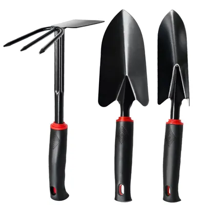 Image de Ensemble de 3 outils de jardinage professionnels en acier inoxydable, avec poignée antidérapante