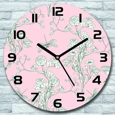 Produktbild von Wanduhr aus Glas Rund fi 30 Blüte Romantisch Quarz Deko Schlafzimmer Büro