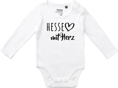 Produktbild von Huuraa Baby Body Hesse mit Herz 80 White  Baumwolle Fairtrade Langarmbody Geschenkidee