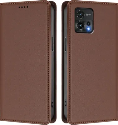 Produktbild von Handyhülle für Motorola Moto G72, Kunstleder Klapphülle Stoßfeste Magnetische Hülle mit Ständer Braun