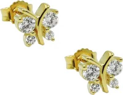 Immagine prodotto di Borchia 6x6mm a farfalla con 4 zirconi ORO 9ct