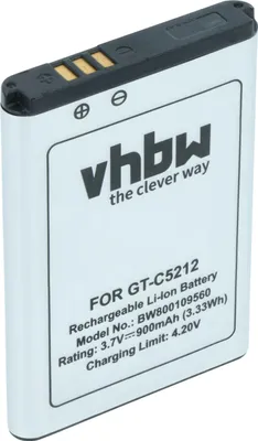 Produktbild von vhbw Akku kompatibel mit Samsung GT-E2100, GT-E2120, GT-E2152, GT-E2210C, GT-E2100C, GT-E2210 Handy Smartphone Telefon (900 mAh, 3,7 V, Li-Ion)