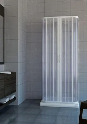 Obrázek produktu pro Sprchový kout s centrálním otevíráním z PVC značky BRIXO, model ORCA, rozměry 80 x 80 x 80 cm.