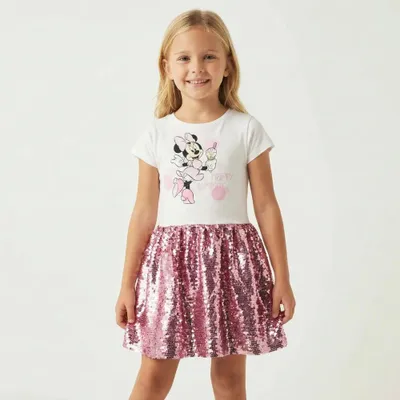 Produktbild von Disney Minnie Maus Mädchen Kinder Kleid Pailletten – Mehrfarbig / 122
