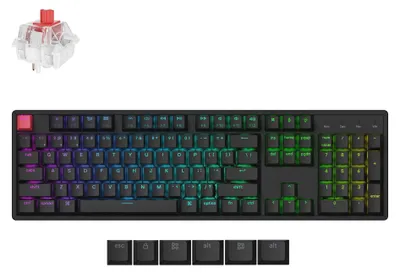 Image de Keychron K10 QMK V2, Avec et sans fil, USB + RF Wireless + Bluetooth, Commutateur mécanique, QWERTY, RGB-LED, Noir