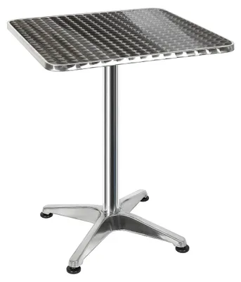Image de Table pliante d'appoint - Réglable en hauteur - 60 cm - Structure en métal - Montée sur roulettes - Pour 2 personnes - Argentée