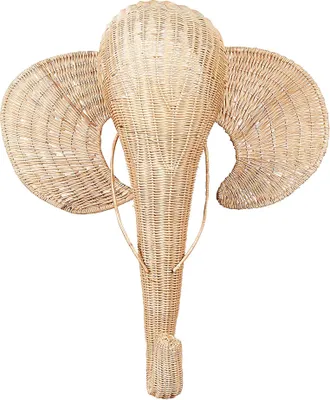 Zdjęcie produktu dla BELIANI Dekoracja ścienna jasna naturalna rattanowa w kształcie słonia ozdoba wisząca ręcznie robiona styl boho