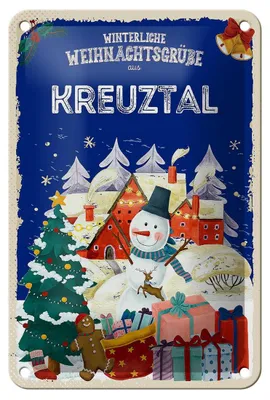 Produktbild von Blechschild Weihnachtsgrüße KREUZTAL Geschenk Dekoration 12x18cm
