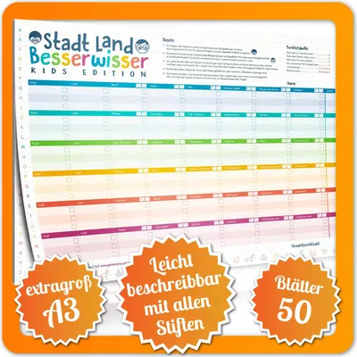 Obrázok produktu pre Stadt, Land, Besserwisser XXL - KIDS (DIN A3)