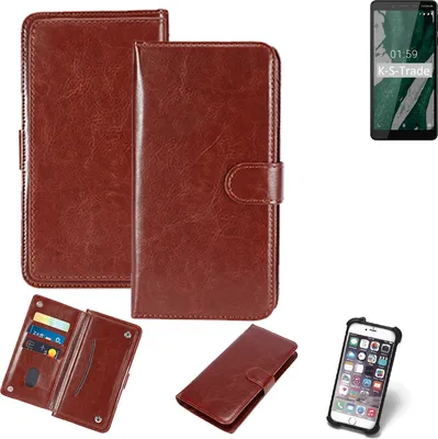 Produktbild von K-S-Trade 360° Hülle kompatibel mit Nokia 1 Plus braun Kunstleder Case BookCase WalletCase Kunstlederederhülle Handyhülle, Rundumschutz Bumper
