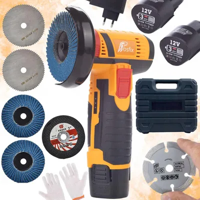 Produktbild von Rosfix Mini-Schleifmaschine Rosfix Blue Bird 12V MBB12V + Segmentierte Diamantscheibe 75 mm + Fächerscheibe zum Schleifen 76 mm + Kreissäge 76 mm