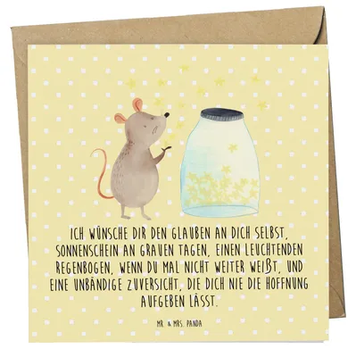 Produktbild von Mr. & Mrs. Panda Grußkarte Maus Sterne - Gelb Pastell - Geschenk, Geburtstag, Glückwunschkarte, Lustige Sprüche, faltkarte, Hoffnung, Klappkarte, Schwangerschaft, Taufe