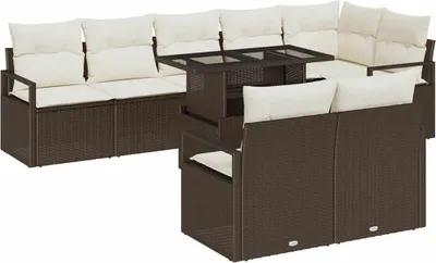 Produktbild von vidaXL Gartensofa-set 9 stk. Braun Poly Rattan