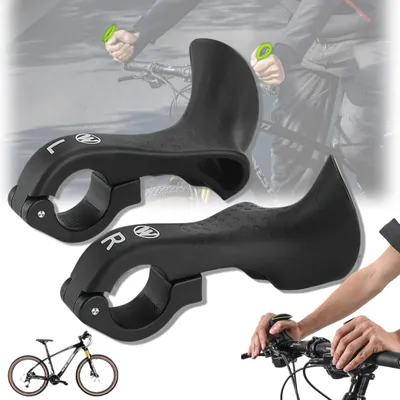 Produktbild von Ergonomische Fahrradgriffe – Rutschfeste Griffe – Leichte Mountainbike-Griffe – Passend für 21,8–22,8 mm – Schwarze Fahrradgriffe