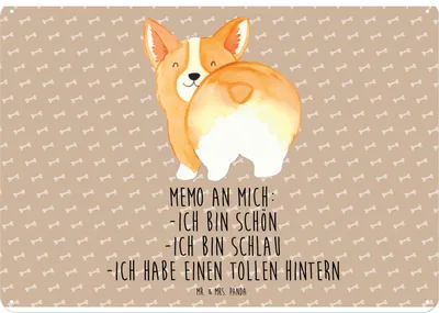 Produktbild von Mr. & Mrs. Panda Blechschild Corgi Po DIN A4 - Hundeglück - Geschenk, Achtsamkeit, Motivation, Hund, Blechtafel, Sprüche, Wandbild, Schild, Türschild, Corgie, Positiv
