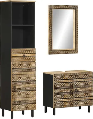 Produktbild von Maison Exclusive - 3-tlg. Badmöbel-Set Massivholz Mango
