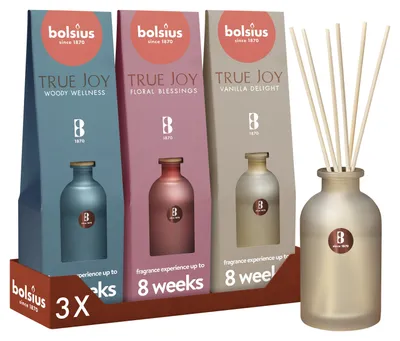 Produktbild von Bolsius 3er Set Duftstäbchen - Assorti - Vanilla Delight - Floral Blessing - Woody Wellness