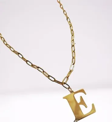 Produktbild von Kette Halskette mit Buchstabe E 45cm+5cm Stahl