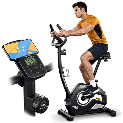 Produktbild von TREX SPORT Ergometer Heimtrainer Fahrrad für Zuhause TX-400MB RECK | Fitnessbike magnetisch bis 115kg | 8 Stufen, Pulssensoren, 8 Sitzhöhen, Weiß