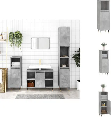 Produktbild von vidaXL Badschrank Betongrau 30x30x100 cm Holzwerkstoff -  Badezimmerwaschtische