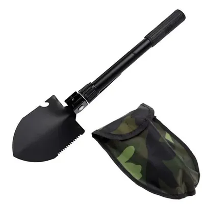 Produktbild von Militärspaten – Multifunktionaler, klappbarer Outdoor-Spaten – Zeltspaten – Gartenspaten – Metallspaten – Länge: 41,5 cm – Schwarz