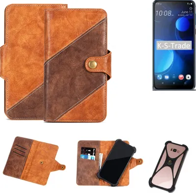 Produktbild von K-S-Trade Handyhülle Schutzhülle Bookstyle Case Wallet-Case kompatibel mit HTC Desire 19 Plus Cover Klapphülle Kantenschutz Smartphone dunkelbraun