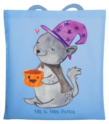 Produktbild von Mr. & Mrs. Panda Tote Bag Kater Kaffee - Sky Blue - Geschenk, Magie, Tasche, Einkaufstasche, Schultasche, Shopping, Dekoration, Jutebeutel, Hexe
